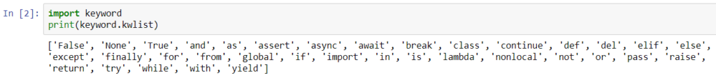 Słowa kluczowe w Pythonie
