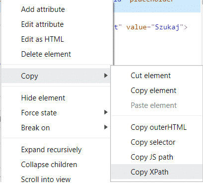 Kopiowanie XPath